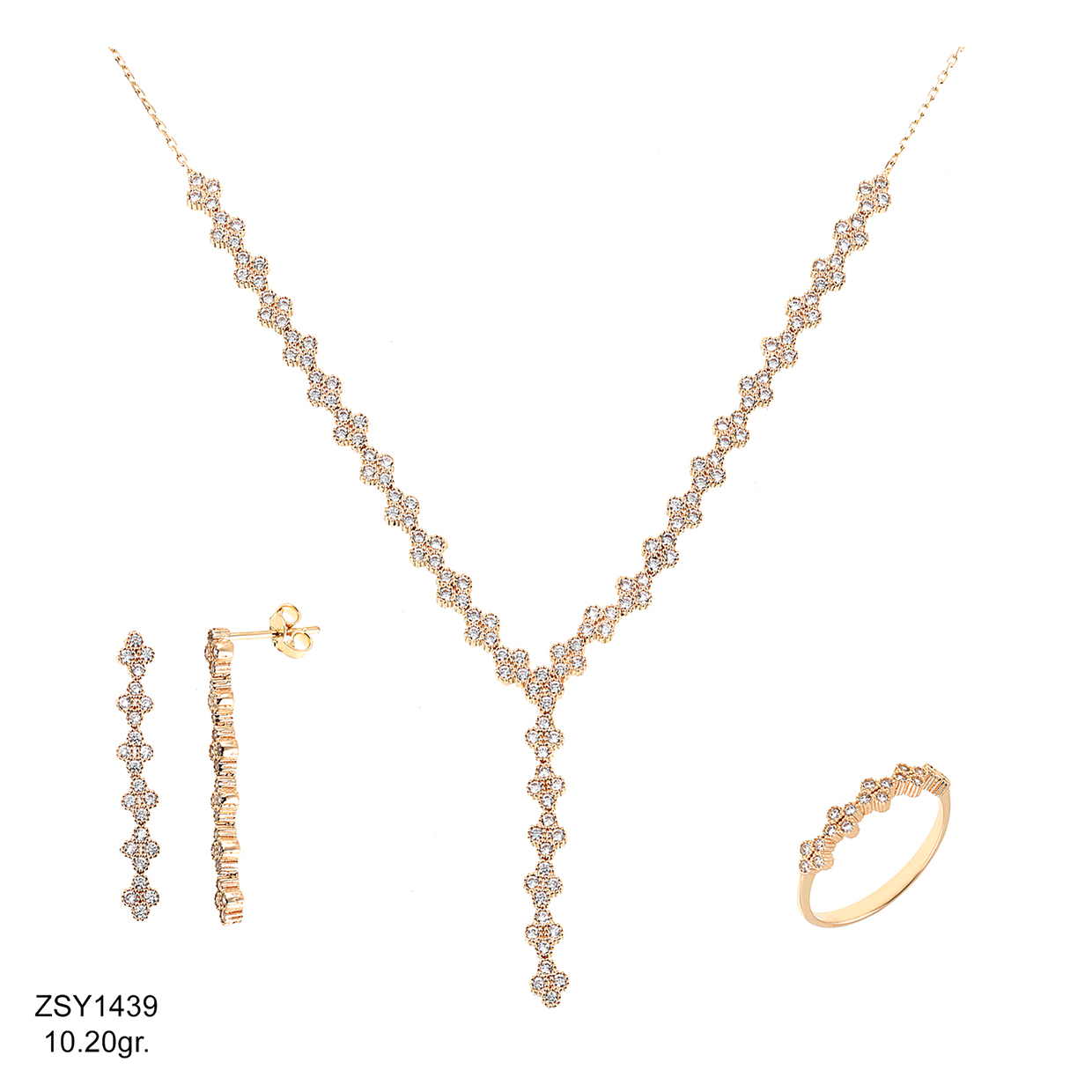 Σετ ZSY1439 -  (Σκουλαρίκια+Κολιέ+Δαχτυλίδι ) - Βάρος 10,20 gr 